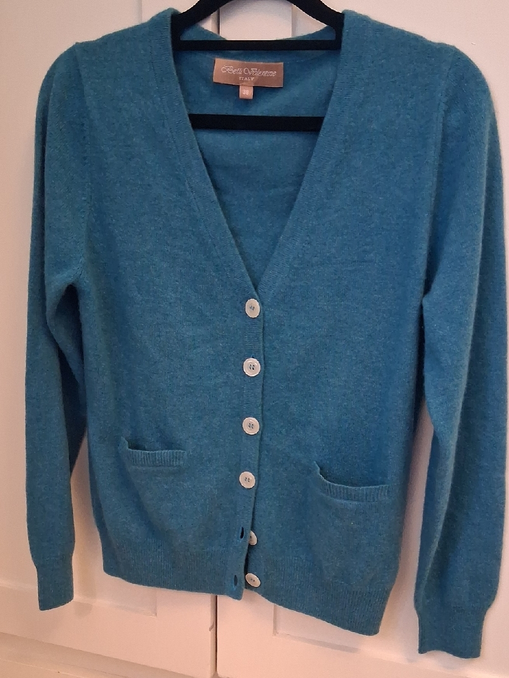 Teal V-Neck Cashmere Blend Cardigan XS